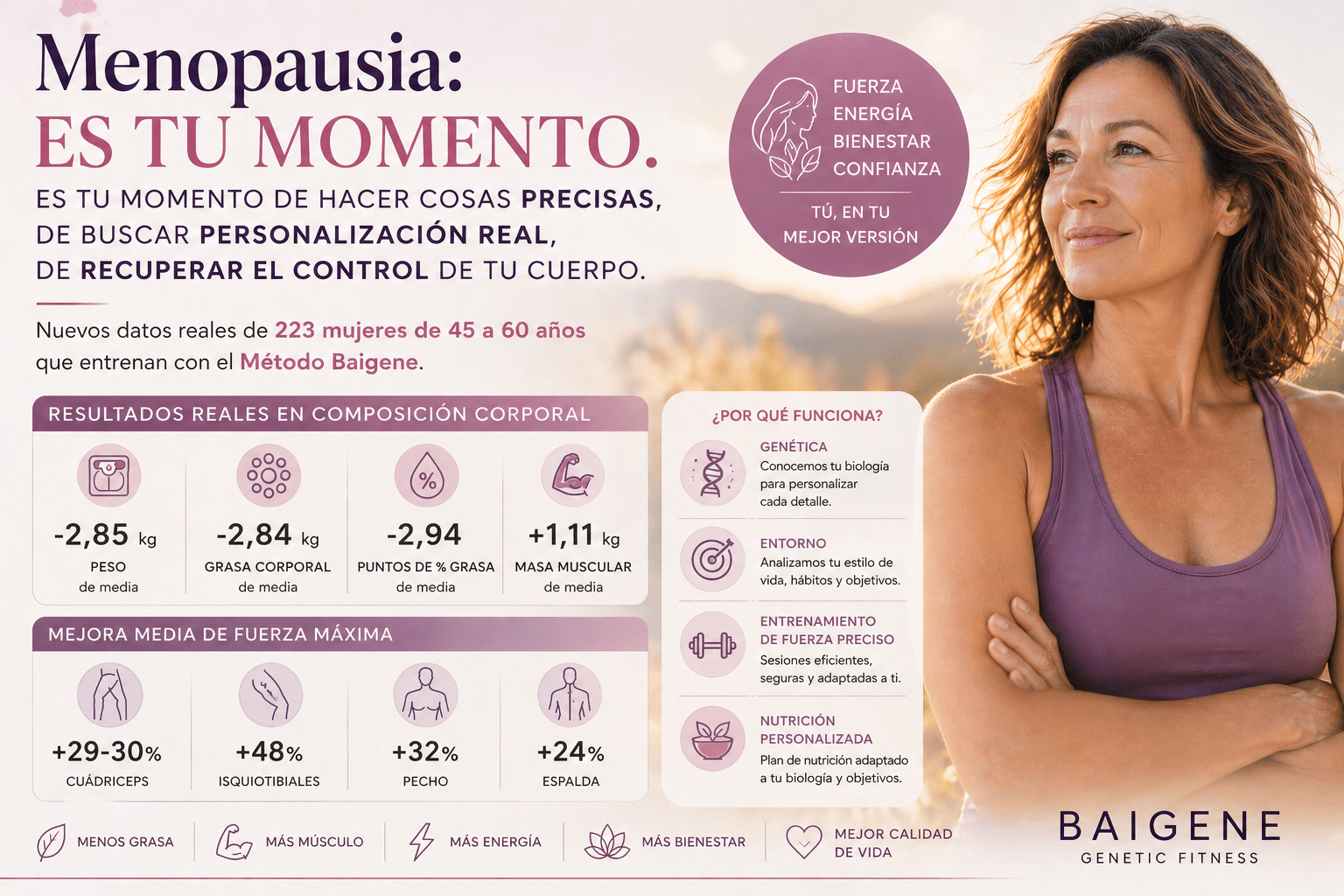 mujer y datos de mejora en menopausia
